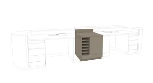 Counter sideboard with a door and paper trays