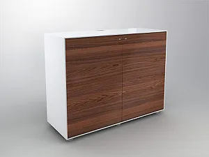 Sideboard H 930 mm with revolving doors and 6 drawers for hanging files