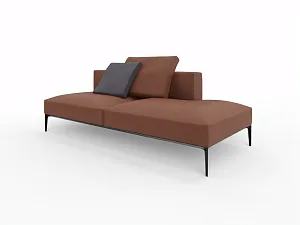 Récamière without armrest 2,5 seater backrest right intended JAAN LIVING cognac