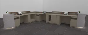 Multifunctional counter with three workstations