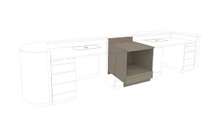 Counter printer sideboard with printer drawer