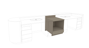 Counter printer sideboard with printer drawer