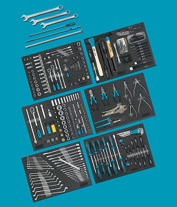 Tool assortment in soft foam insert