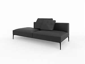 Récamière without armrest 2,5 seater backrest links intended JAAN LIVING black