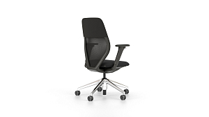 Office swivel Chair ACX light nero, Base aluminum, for hard floor.